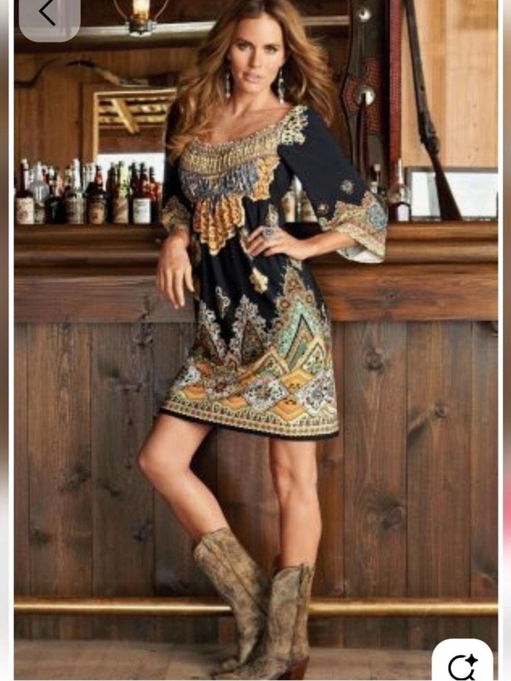 Boston Proper Multicolor Boho Peasant Top in Black, Brown, Teal and Gold